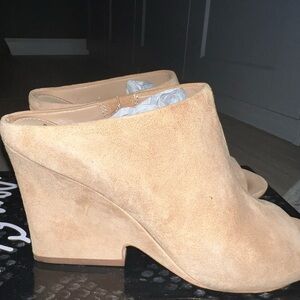 Sam Edelman Tan Suede Wedge Mules